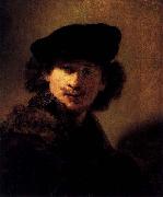 Rembrandt van rijn Self-portrait with Velvet Beret and Furred Mantel USA oil painting artist